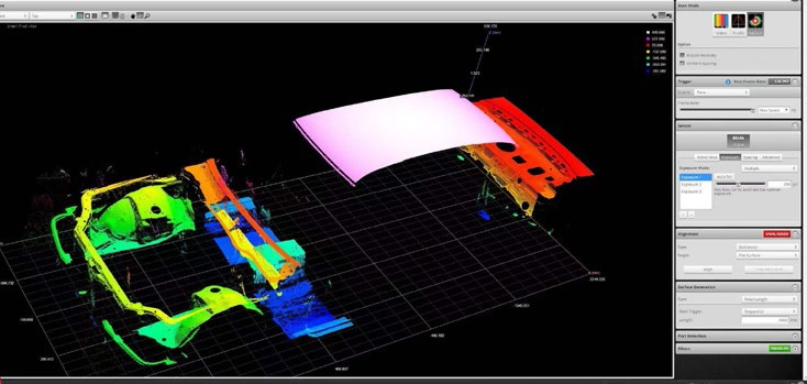 Single 2490 scan of a car body frame.